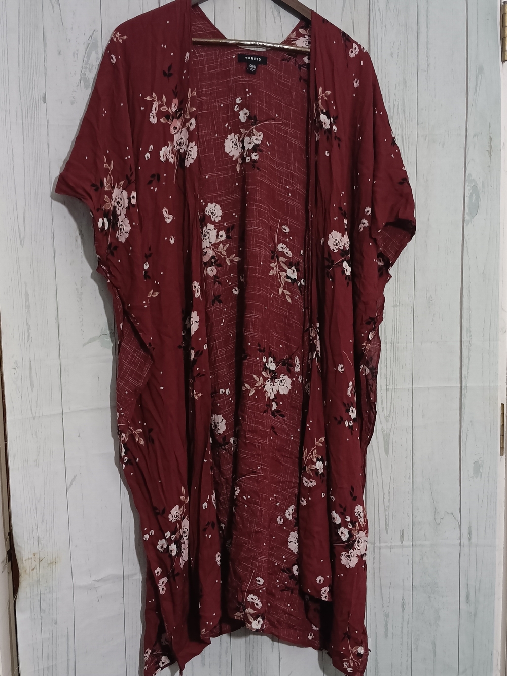 torrid Burgundy Floral Lightweight Kimono Sz 10